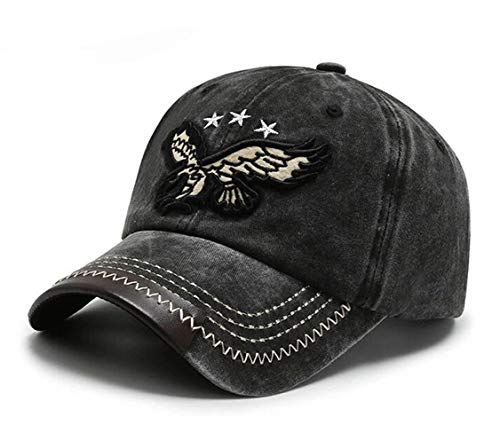Casquette de Baseball Homme en Coton lavé de Broderie Réglable Casquettes Sport (Noir) Cover