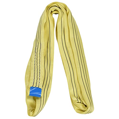 Hyuduo 3T Yellow Soft Lifting Hoist Webbing Round Sling, for Ship, Machinery, Port, Transportation, Electric Power, Engineering with, Alkali, Abrasion (2m)