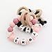 Personalized Baby Teether Rattle with Name - Custom Wooden Teething Toy for Boys & Girls - Handmade Mouse Keepsake Baby Shower Gift (Pink)