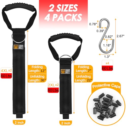 Hanging Extension Cord Holder - Handle Wrap Straps with S Hooks 4Pack 22\" 35\" Heavy Duty Garage Organizer Tool Hangers - Garden Hose Power Electrical Cable Rope RV Shed Storage and Organization