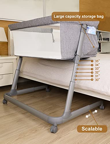 Pamo Babe Baby Bedside Bassinet Crib - Adjustable Portable Bedside Sleeper For Infant | Newborn Baby Boy & Girl #TOP4