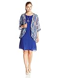 AGB Women's Plus-Size Sheath Dress with Printed Kimono Two-Piece Set
