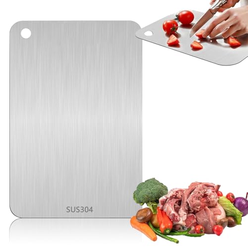 Planche De à Decouper Inox Planche à Découper En Métal Épais Planche a Decouper Double Face De Qualité Planche à Découper En Acier Inoxydable Pour...