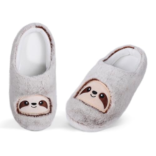 Horse/Sloth/Highland Cow Fuzzy Slippers for Men & Women Funny Animal House Shoes with Soft Memory Foam Warm Slip-on Slippers