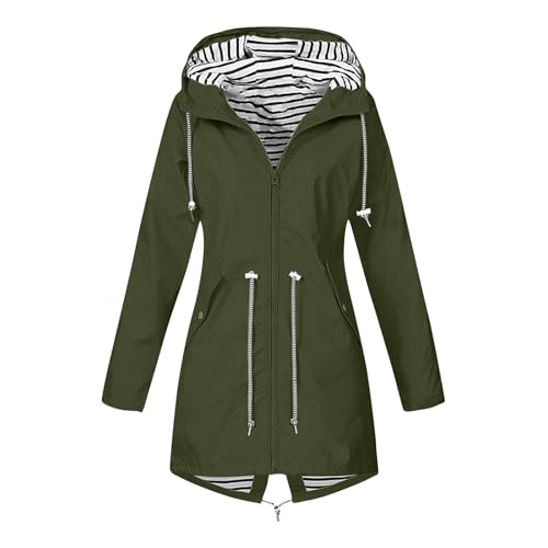 Womens Raincoat Waterproof Winter Jackets for Women Lightweight Hoodied Rain Coat Ladies Waterproof Jacket Windbreaker Breathable Outdoor Coats With Pockets for Fall/Winter Multi Xl