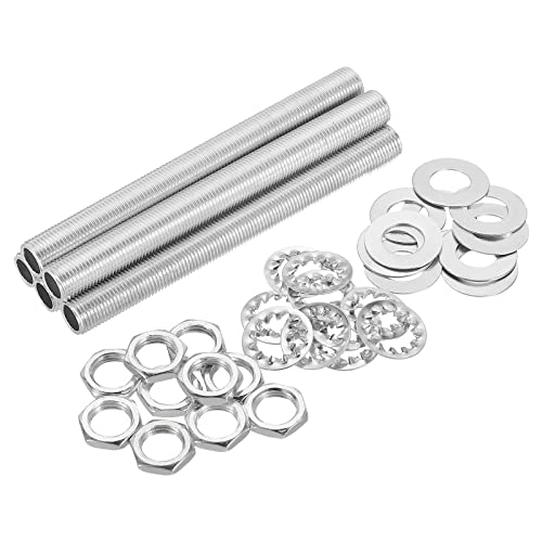 Image of MECCANIXITY 3.9 inch Lamp Pipe Kit with Lock Nuts Washers 1 /8IP Thread Fasteners Assortment for Chandelier Ceiling Light Repair Assembly DIY Hardware, Pack of 35
