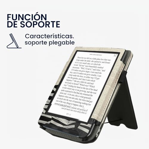 Miniatura 5 de Kwmobile Carcasa Compatible Con Pocketbook Verse Verse Pro Verse Color Vivlio Light Light Hd - Funda Con Agarre Elástico Y Soporte - Chica Lectora Negro Beige