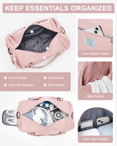 Image of Gym Bag Womens Mens with Shoes Compartment and Wet Pocket Travel Duffel Bag for Women for Plane Sport Gym Tote Bags with Toiletry Bag Waterproof Weekend Overnight Carry on Bag Hospital Holdalls