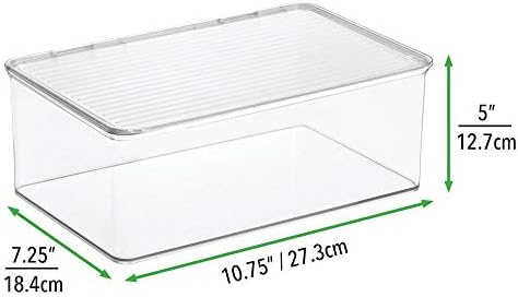 mDesign Kitchen Storage Box  Fridge Storage Unit for Fruit, Veg and Other Foods  Pantry Organiser Bin for Kitchens  Clear