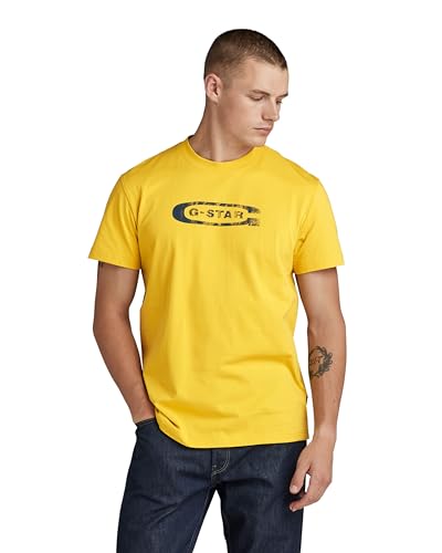 G-Star Homme T-Shirt Distressed Old School Logo, Jaune (dk lemon D24365-336-348), XXL