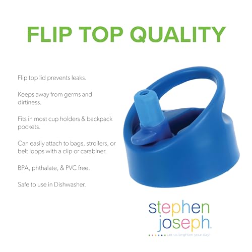 Stephen Joseph, Garrafa de água infantil flip top, Tritan de 293 ml, sem BPA, garrafa de água para m