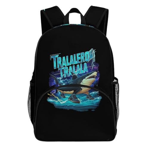 Tralalero-Tralala Merch Large Travel Laptop Backpack Laptop Bag Water Resistant Overnight Black 44x32x19cm