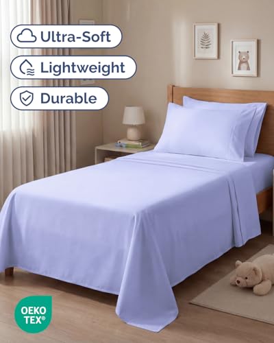 Image of Twin 4 Piece Bed Sheet Set - Comfy, Breathable & Cooling Sheets - Lavender | Ultra Soft Hotel Luxury Bedding Set with 8-16 Inch Deep Pockets, 1 Flat & 1 Fitted Sheet & 2 Pillowcases, Wrinkle & Fade Free