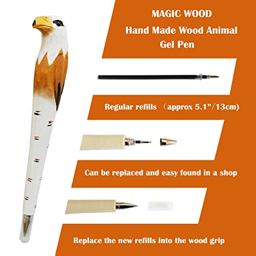 Pack de 2 bolígrafos de gel tallados en madera animal miniatura 2