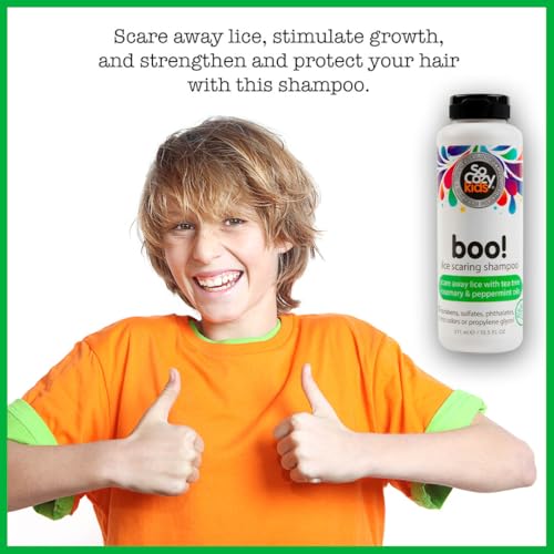 Image of SoCozy Boo! Lice Scaring Shampoo For Kids Hair, Effective Lice Treatment (10.5 Fl Oz) Scare Away Lice with Tea Tree, Rosemary and Peppermint Oils, No Parabens, Sulfates, Synthetic Colors or Dyes