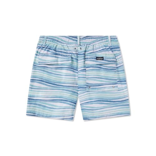 Southern Marsh Shoals Seawash Swim Trunks - Waves, White and Blue, Medium2