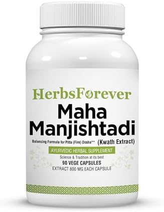 Herbsforever Manjishtadi Kwath Capsules | Ayurvedic Herbal Supplement for Skin Health & Detox | 90 Veg Capsules, 800 mg Each | Traditional Wellness Formula