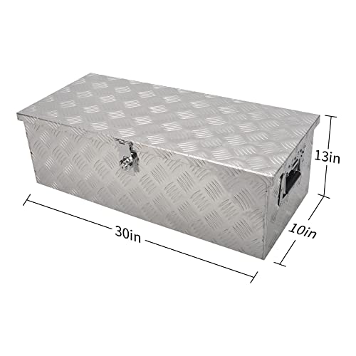 Gesexi 30 Inch Aluminum 5 Bar Tread Tool Box Chest Box Pick Up Truck Bed Rv Trailer Toolbox Storage With Side Handle And Lock Keys - Silver (30''X13''X10'') #TOP1