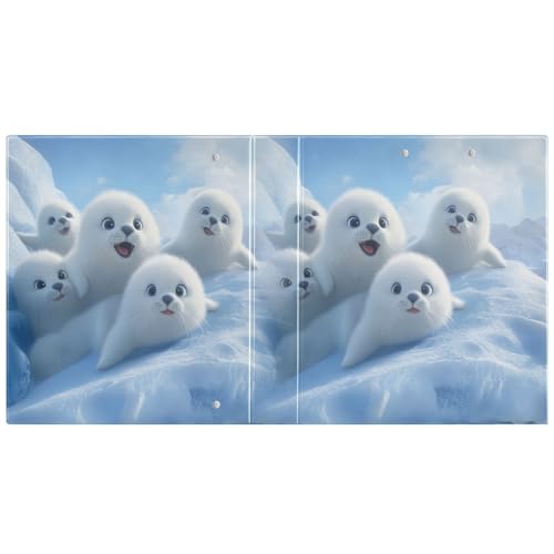 Image of White Seal Lion Nautical 3 Ring Binder with 2 Interior Pockets 1.5 inch Binders 3 Ring Heavy Duty Fit 8.5 inch x 11 inch Letter Size for Office School, 2 Pack
