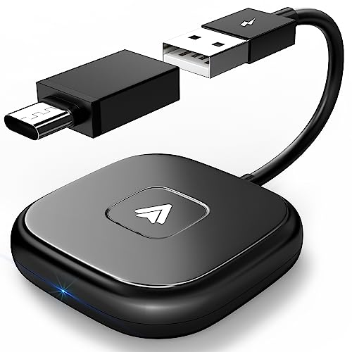 Adaptador de Coche inalámbrico Android Auto, A2A Dongle, para Autos y Stereoanlagen, Die kabelgebundenes Android Auto unterstützen, Plug & Play Connect Easy Setup, para Android-Telefone (Negro)