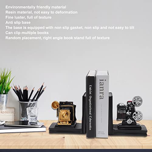 Serre-livres projecteur cinéma en résine sculptée, finition premium