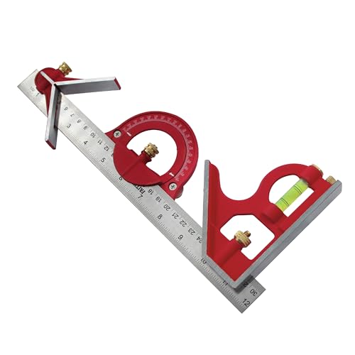 Équerre combinée Faithfull 300 mm (12 po) – Outil multifonction de mesure et de traçage avec rapporteur, centreur, niveau à bulle et règle en acier inoxydable pour le travail du bois et du métal