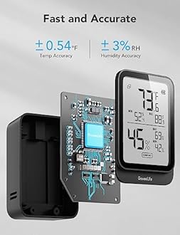 GoveeLife Hygrometer Thermometer H5104 3Pack, Bluetooth Room Temperature Monitor with APP Alert and 2 Years Date Storage Export, Remote LCD Digital Hygrometer Indoor Humidity Meter, Greenhouse