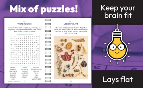 Large Print Memory Puzzles: 175+ Puzzles and Activities for Adults to Exercise Memory and Improve Focus - Includes Spiral Bound / Lay Flat Design and ... Font for Easy Reading (Brain Busters) Spiral-bound – Large Print, September 18, 2023 - Image 4
