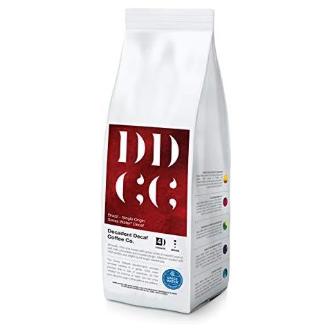 Decadent Decaf Brazil Swiss Water Decaf Decaffeinated Ground Coffee, Strength 4, 227 g, Ideal for French Press Cafetiere Filter Drip V60 Aeropress Cover