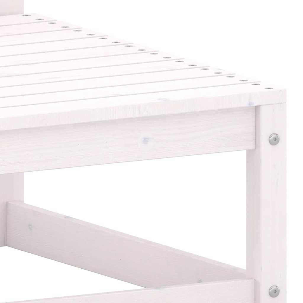 vidaXL Repose-Pied de Jardin avec Coussin Tabouret de Patio Repose-Pied de Terrasse Meuble d'Extérieur Pouf de Jardin Blanc Bois de Pin Massif