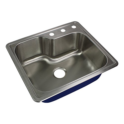 Transolid MTSO25229-3 Meridian 3-Hole Drop-in Single Bowl 16-Gauge Stainless Steel Kitchen Sink, 25-in x 22-in x 9-in, Brushed Finish #1