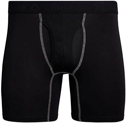 Reebok Mens Boxer Briefs - 4 Pack Performance Stretch Mens Underwear Boxers with Functional Fly, 6 Inseam Boxers for Men