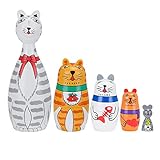 【Exquisites Design】Handbemalt mit 5 verschiedenen Mustern. Das sehr niedliche Katzenmuster-Design ermöglicht es Ihnen, die unterschiedliche russische Kultur zu schätzen. Kinder mögen es sehr!