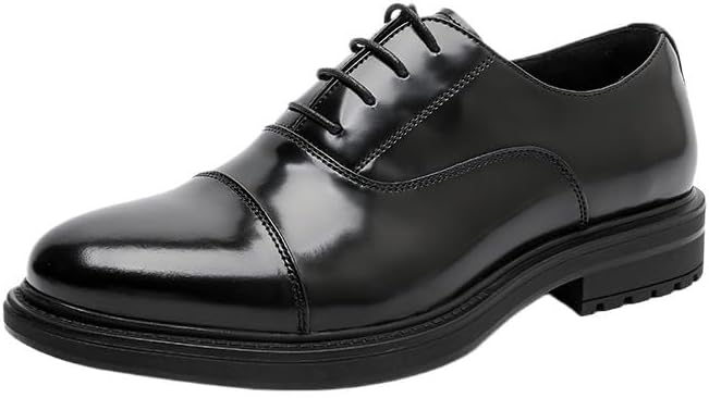 Business Dress Leather Shoes Fashion Versatile Men's British Casual Oxford Shoes Heightened Thick Sole Lightweight Non Slip Men Walking Shoes