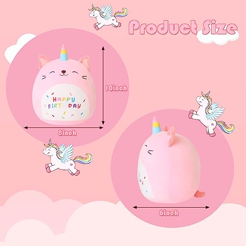 Image of SQEQE Cat Plush Toy Unicorn Cat Stuffed Animal Cute Birthday Cat Plushies Pillow Soft Plushie Doll Gifts for Kid Decor(Pink Caticorn, 10 Inch)