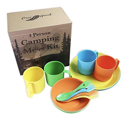 CrossHawk Camping Mess Kit | Premium Full Tableware Set with Mesh Bag
