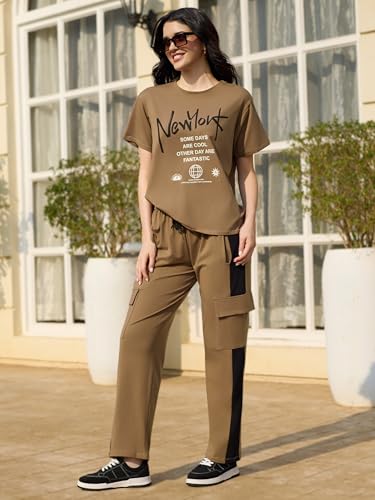 Image of ZEYO Night Suit for Women's Typography Printed Night Dress of Top and Pyjama