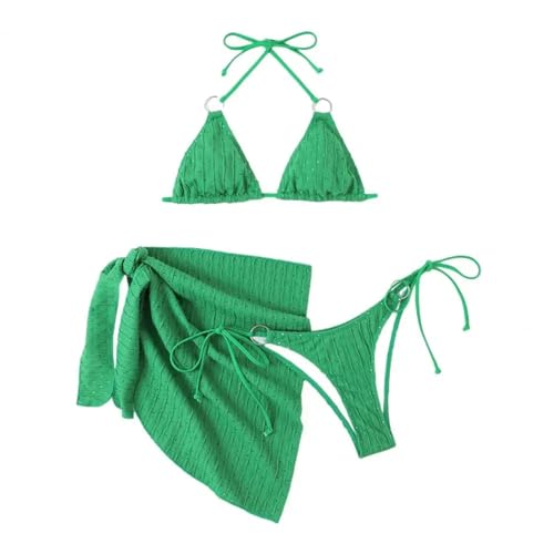 Maillot de bain mesh jupe modulable et bikini élégant vert XL