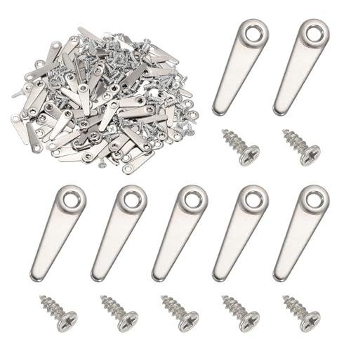 Image of uxcell 120pcs Picture Frame Backing Clips, 0.83 inch Photo Frame Turn Buttons Fasteners Hardware Corner Clip with 120pcs Screw for Hanging Pictures Craft Drawings, Pointer Shaped Silver
