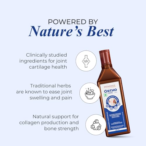 Image of Patanjali Orthocare Liquid | Ayurvedic Joint Support Supplement | With Glucosamine, MSM, Boswellia & Vitamin D | Vegetarian | 500ml (Pack of 2)