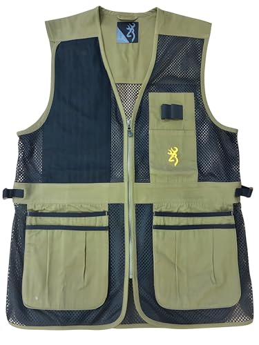 Browning Trapper Creek Mesh Shooting Vest – Lightweight Breathable Shooting Vest for Sporting Clays, Trap and Skeet (Olive, X-Large)
