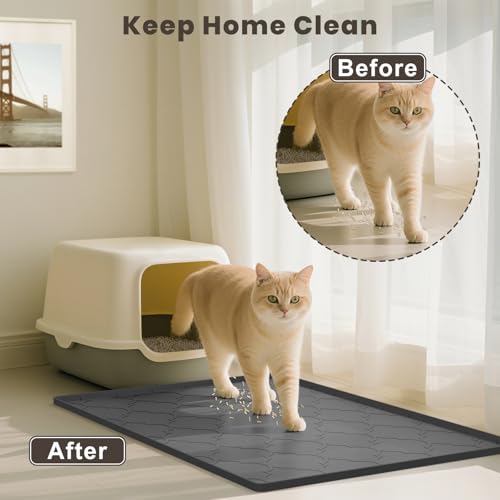 Tapis litière chat silicone antidérapant facile à nettoyer XL