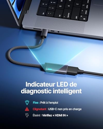Image of INIU USB C to HDMI Adapter, Original HDMI Certified with Smart Diagnostic LED, 4K@60Hz Type C for MacBook Neo, iMac Laptop, iPad iPhone Samsung Steam Deck Gaming Monitor etc(For Thunderbolt 3 /4 Ports)