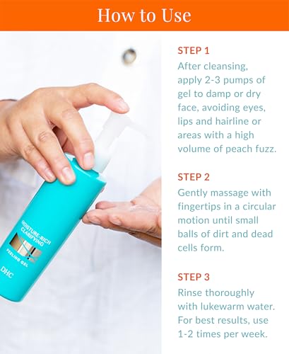 DHC Moisture-Rich Clarifying Peeling Gel, Innovative Exfoliator, Hydrating, Skin Turnover, Fragrance and Colorant Free, Ideal for All Skin Types, 4.9 oz. Net wt