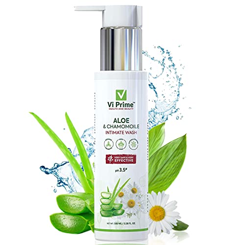 Vi Prime Health And Beauty Aloe & Chamomile Intimate Wash | Natural Aloe Vera Face Wash for Dry Skin, Anti-Ageing | Organic Face Wash for Oily Skin (100 ml)