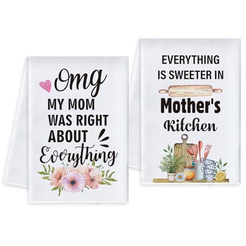 Vspek Juego de 2 Feliz Día de la Madre Paños de Cocina, Mamá Toallas de Cocina Toalla Happy Mother's Day Colorido Divertida para el baño Primavera Decoracion Cocina Artículos
