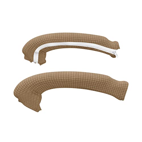 Image of FORCHEER Office Chair Armrest Cover Stretchable Water Resistant Spandex Stretch Jacquard Computer Office Chair Arm Pad Covers Chair Slipcover for Desk Chairs Arm 2P-Light Brown