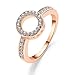 Produktbild DYSCN Stylish Rings Strass Round Circle Ring Verlobungsringe Paar Ring Temperament Zubehör für Frauen Herren Charms Schmuck Geschenke (Rose Golden, Größe 7)