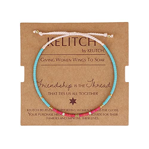 Image of KELITCH Boho Women Crystal Shell Beaded Friendship Bracelets Handmade Strand Bracelet Bangles Jewelry