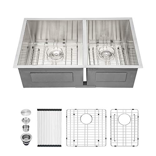 Best Cyber Deals 🔥 33 Inch Double Bowl Kitchen Sink - Kichae 33x19 18 Gaugle Stainless Steel Double Bowl 60/40 Undermount Kitchen Sink Exclusive 33 Inch Double Bowl Kitchen Sink - Kichae 33x19 18 Gaugle Stainless Steel Double Bowl 60/40 Undermount Kitchen Sink